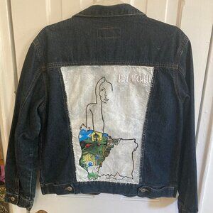 Vintage Hand-Painted Joni Mitchell Denim Jacket - Size L